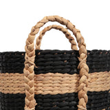 Nordleaf Rustic Cottage Stripe Handwoven Water Hyacinth Nesting Storage Baskets with Handles
