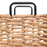 Flamora Coastal Farmhouse Handwoven Water Hyacinth Nesting Storage Baskets with Metal Handles