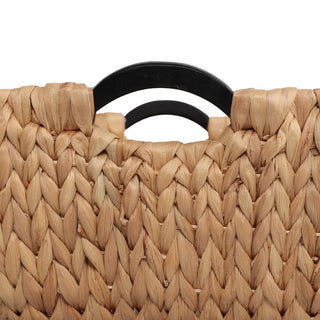 Warmora Bohemian Farmhouse Handwoven Water Hyacinth Nesting Storage Baskets with Wood Handles