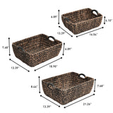 Warmora Bohemian Farmhouse Handwoven Water Hyacinth Nesting Storage Baskets with Wood Handles
