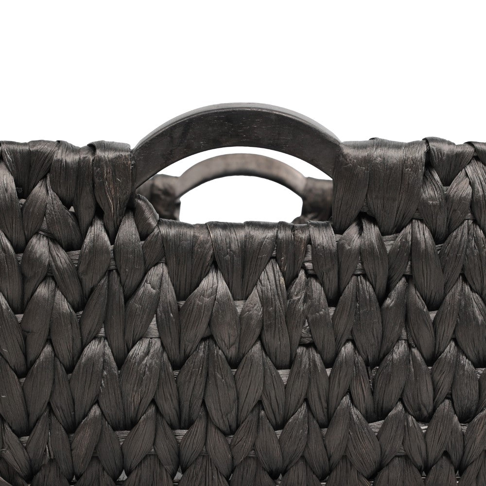 Warmora Bohemian Farmhouse Handwoven Water Hyacinth Nesting Storage Baskets with Wood Handles