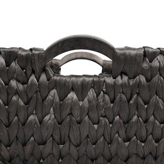 Warmora Bohemian Farmhouse Handwoven Water Hyacinth Nesting Storage Baskets with Wood Handles