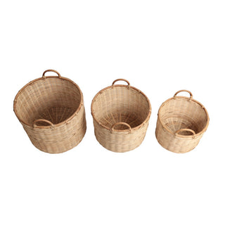 Mossinia Bohemian Cottage Handwoven Rattan Nesting Storage Baskets with Handles
