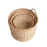 Mossinia Bohemian Cottage Handwoven Rattan Nesting Storage Baskets with Handles