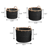 Mossinia Bohemian Cottage Handwoven Rattan Nesting Storage Baskets with Handles