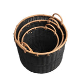 Mossinia Bohemian Cottage Handwoven Rattan Nesting Storage Baskets with Handles