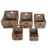 Airwyn Contemporary Bohemian Handwoven Water Hyacinth Nesting Storage Baskets with Handles