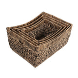 Airwyn Contemporary Bohemian Handwoven Water Hyacinth Nesting Storage Baskets with Handles