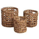 Hearth Bohemian Coastal Handwoven Water Hyacinth Rope Nesting Baskets with Handles