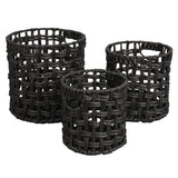 Ease Coastal Bohemian Water Hyacinth Handwoven Checker Weave Nesting Baskets with Handles