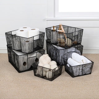 Sutton Modern Glam Handmade Wire Metal Nesting Storage Baskets