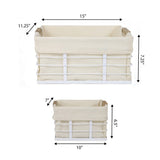 Callan Vintage Industrial Handmade Wire Metal Nesting Storage Baskets with Wood Handles and Fabric Liner