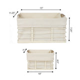Callan Vintage Industrial Handmade Wire Metal Nesting Storage Baskets with Wood Handles and Fabric Liner
