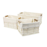 Callan Vintage Industrial Handmade Wire Metal Nesting Storage Baskets with Wood Handles and Fabric Liner