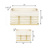 Callan Vintage Industrial Handmade Wire Metal Nesting Storage Baskets with Wood Handles and Fabric Liner