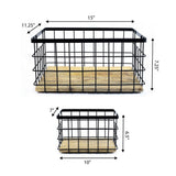 Evvie Vintage Farmhouse Handmade Wire Metal Nesting Storage Baskets with Wood Base