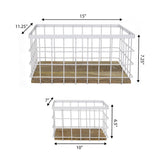 Evvie Vintage Farmhouse Handmade Wire Metal Nesting Storage Baskets with Wood Base