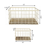 Evvie Vintage Farmhouse Handmade Wire Metal Nesting Storage Baskets with Wood Base