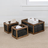 Fallon Modern Minimalist Handmade Wooden Metal Nesting Storage Baskets