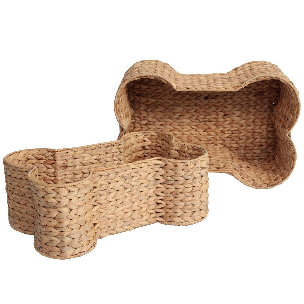 Digby Bone-Shaped Large Hand Woven Water Hyacinth Nesting Pet Toy Organizer Baskets