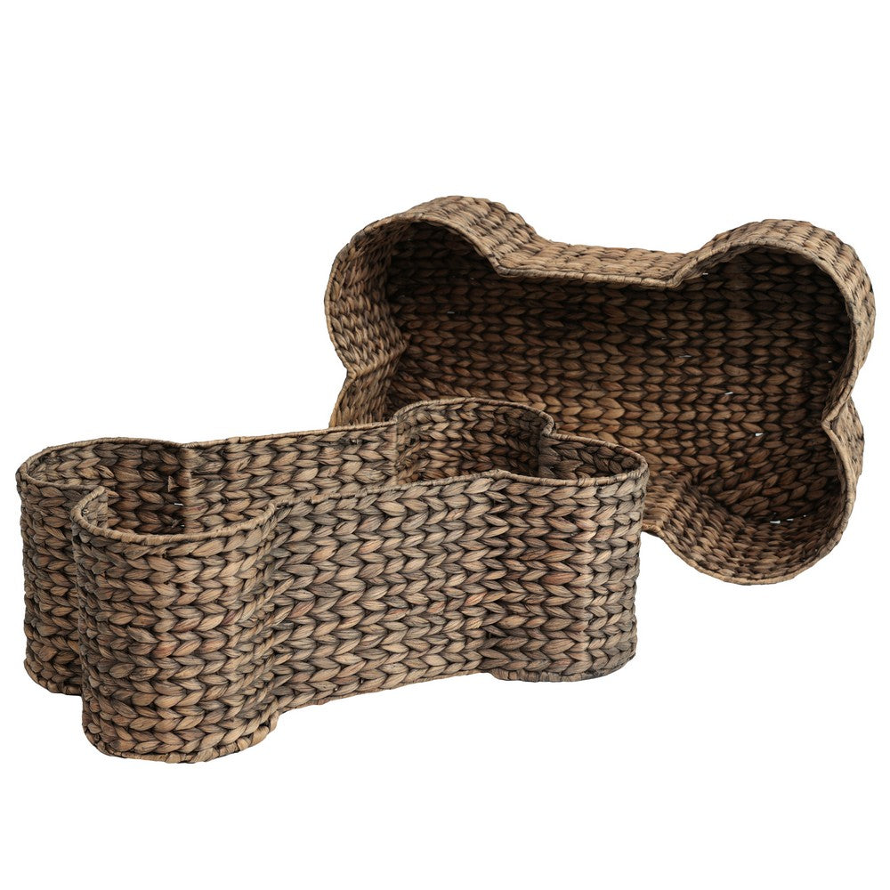 Digby Bone-Shaped Large Hand Woven Water Hyacinth Nesting Pet Toy Organizer Baskets