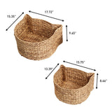 Felix Cat-Shaped Hand Woven Water Hyacinth Nesting Pet Toy Organizer Baskets