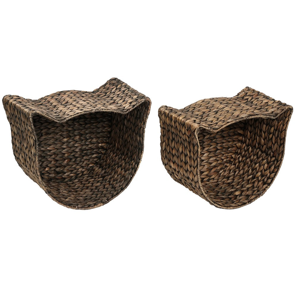 Felix Cat-Shaped Hand Woven Water Hyacinth Nesting Pet Toy Organizer Baskets