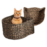 Felix Cat-Shaped Hand Woven Water Hyacinth Nesting Pet Toy Organizer Baskets