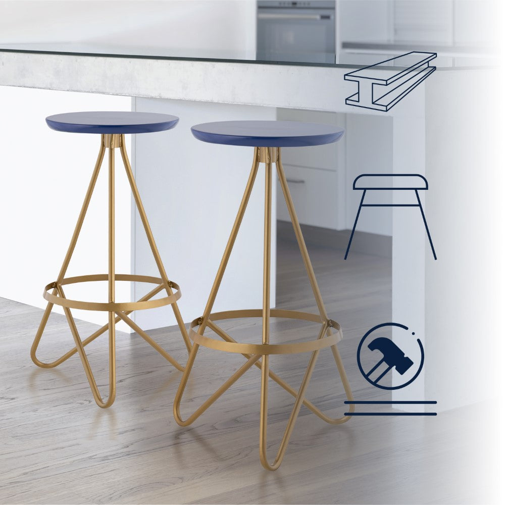 Nobu 30" Modern Industrial Metal Backless Circular Bar Stool