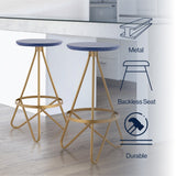 Nobu 30" Modern Industrial Metal Backless Circular Bar Stool