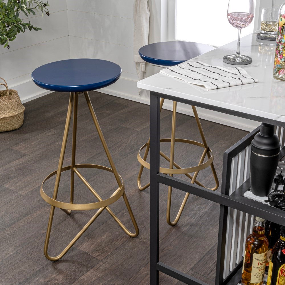 Nobu 30" Modern Industrial Metal Backless Circular Bar Stool