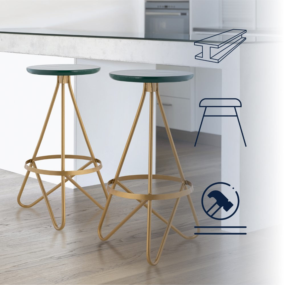 Nobu 30" Modern Industrial Metal Backless Circular Bar Stool