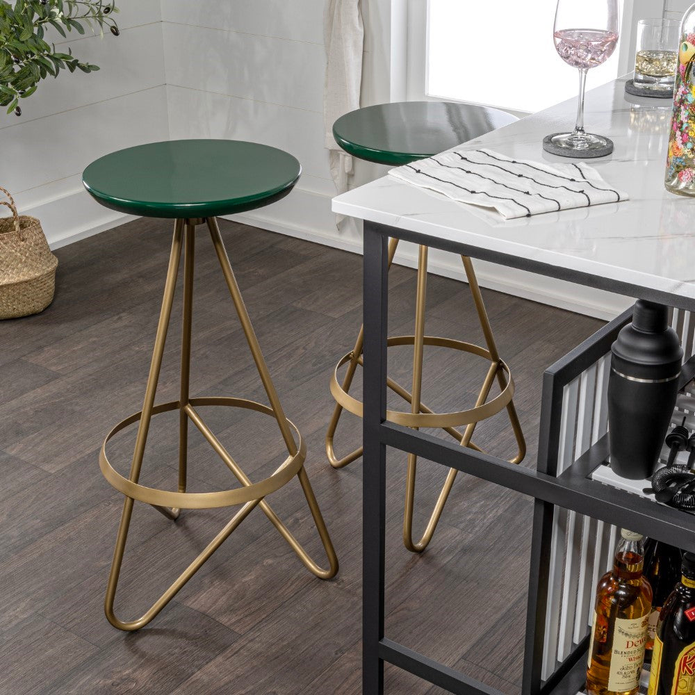 Nobu 30" Modern Industrial Metal Backless Circular Bar Stool