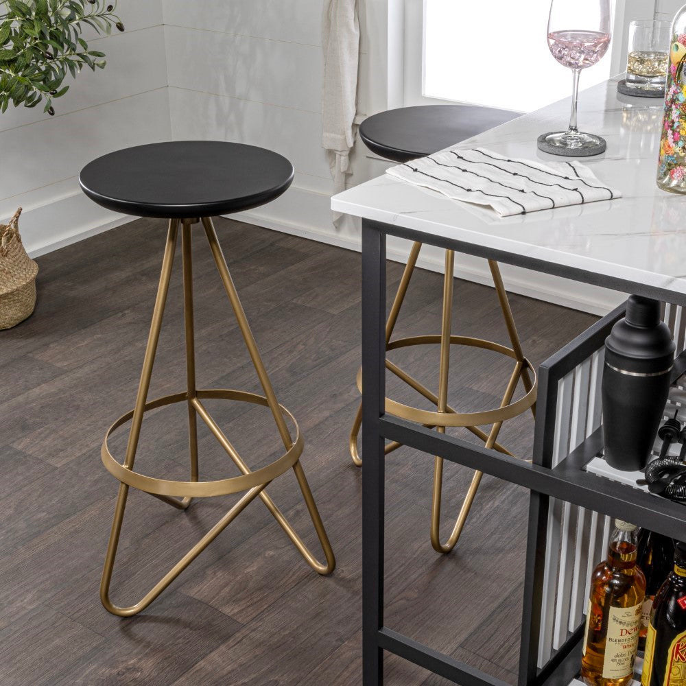 Nobu 30" Modern Industrial Metal Backless Circular Bar Stool