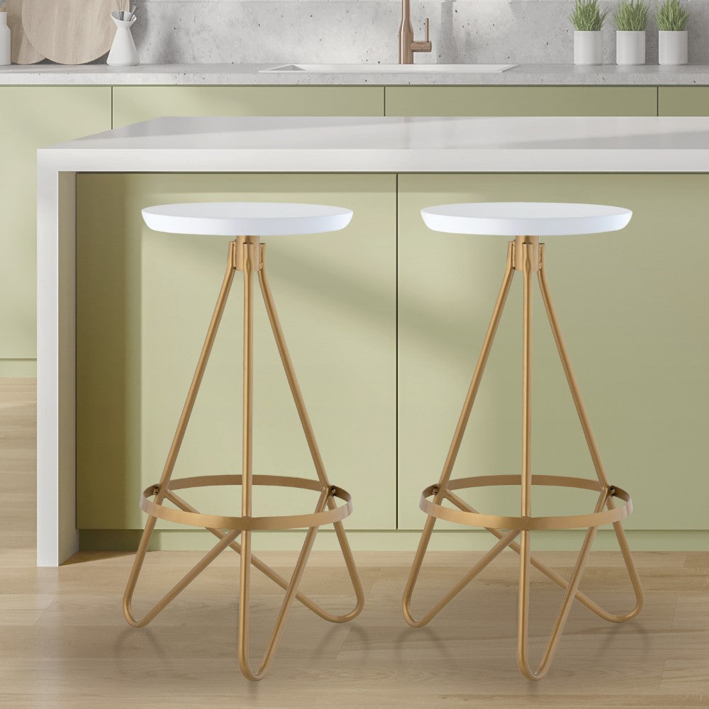 Nobu 30" Modern Industrial Metal Backless Circular Bar Stool
