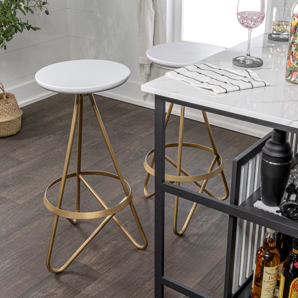 Nobu 30" Modern Industrial Metal Backless Circular Bar Stool