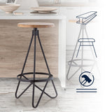 Nobu 30" Modern Industrial Metal Backless Circular Bar Stool