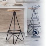Nobu 30" Modern Industrial Metal Backless Circular Bar Stool