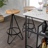 Nobu 30" Modern Industrial Metal Backless Circular Bar Stool