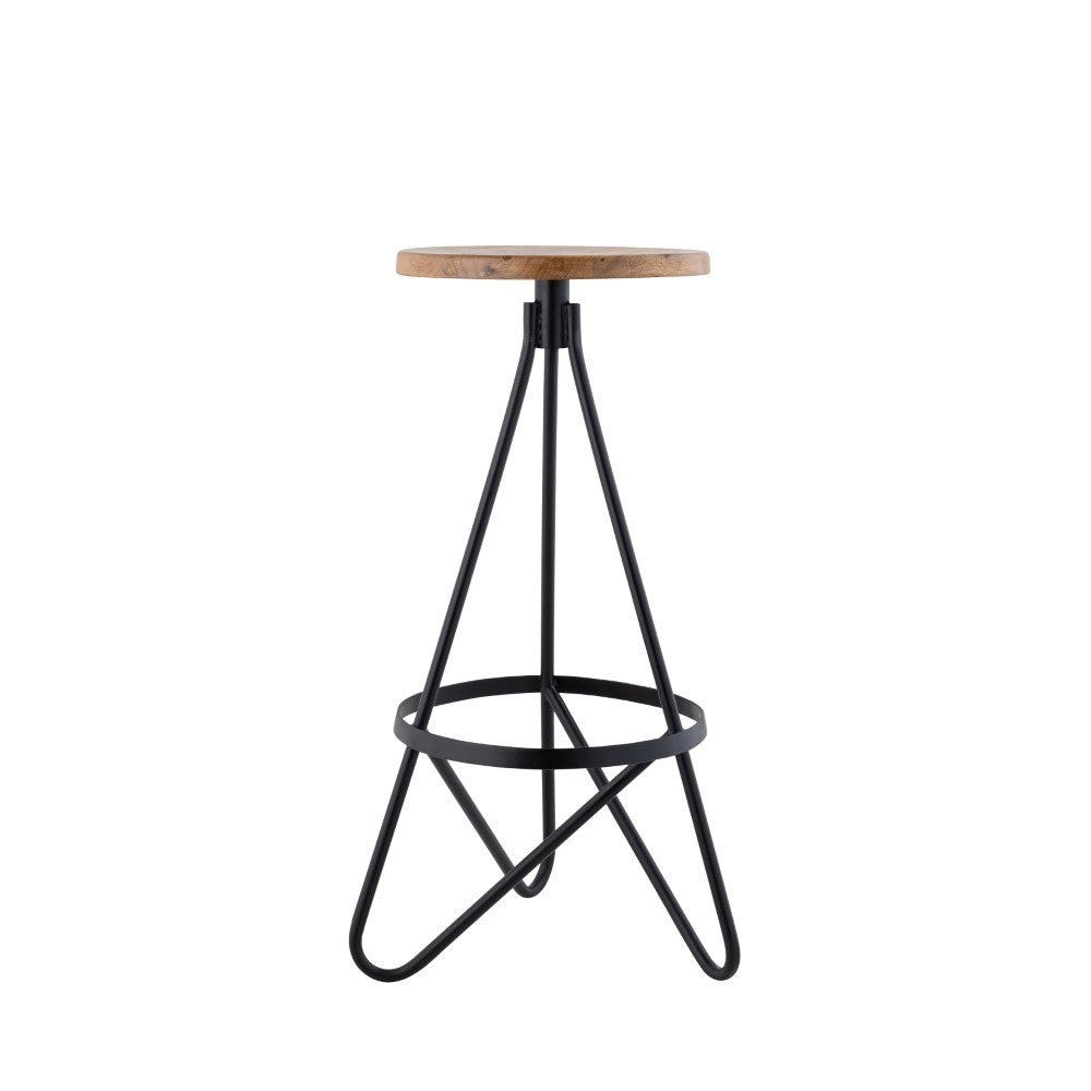 Nobu 30" Modern Industrial Metal Backless Circular Bar Stool
