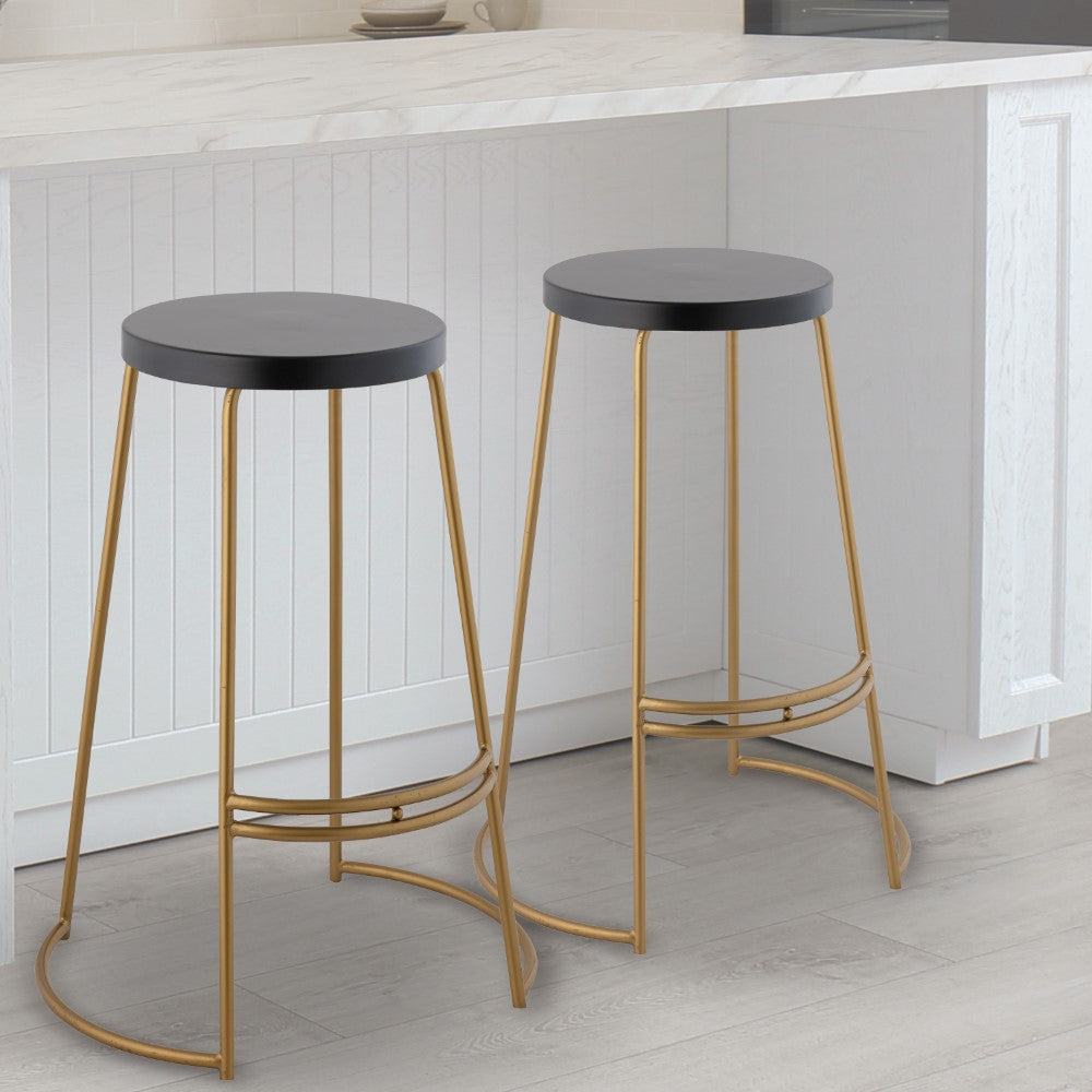Bergmund 28.75" Modern Designer Iron Curved Backless Bar Stool