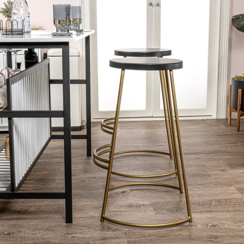 Bergmund 28.75" Modern Designer Iron Curved Backless Bar Stool