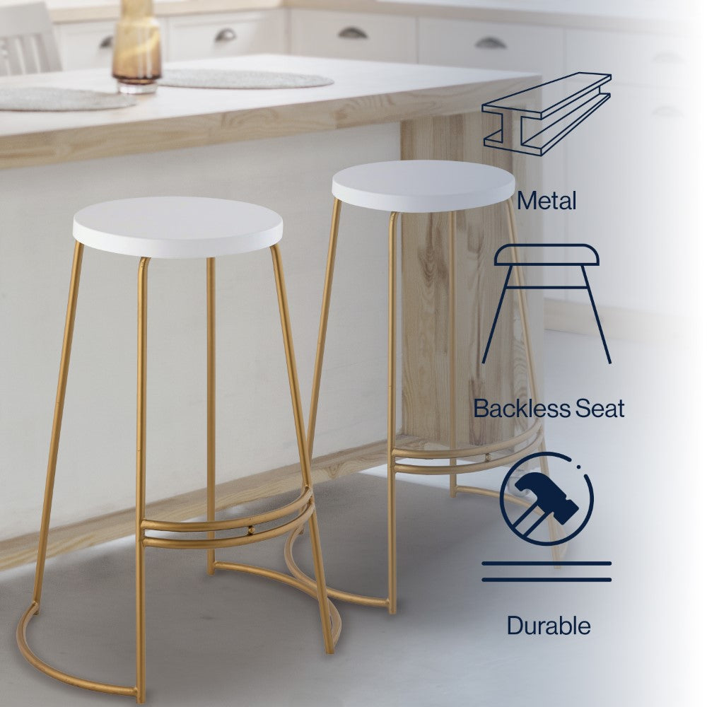 Bergmund 28.75" Modern Designer Iron Curved Backless Bar Stool