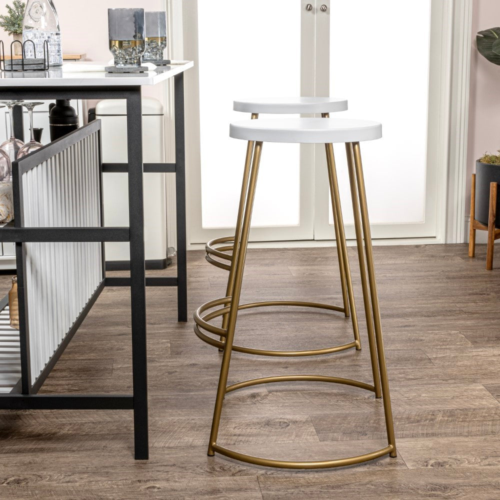 Bergmund 28.75" Modern Designer Iron Curved Backless Bar Stool