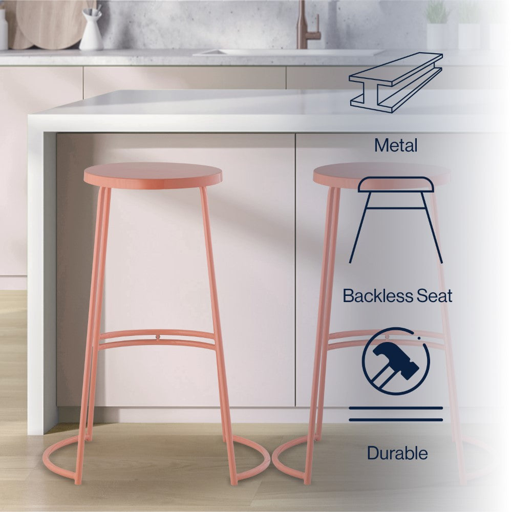 Bergmund 28.75" Modern Designer Iron Curved Backless Bar Stool