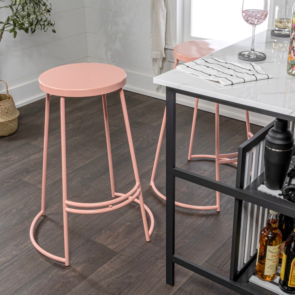Bergmund 28.75" Modern Designer Iron Curved Backless Bar Stool