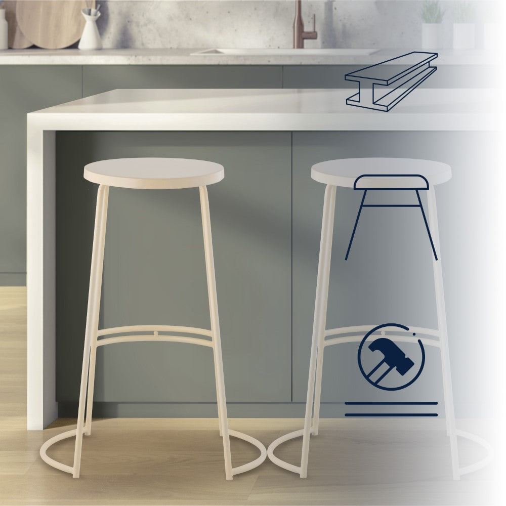 Bergmund 28.75" Modern Designer Iron Curved Backless Bar Stool
