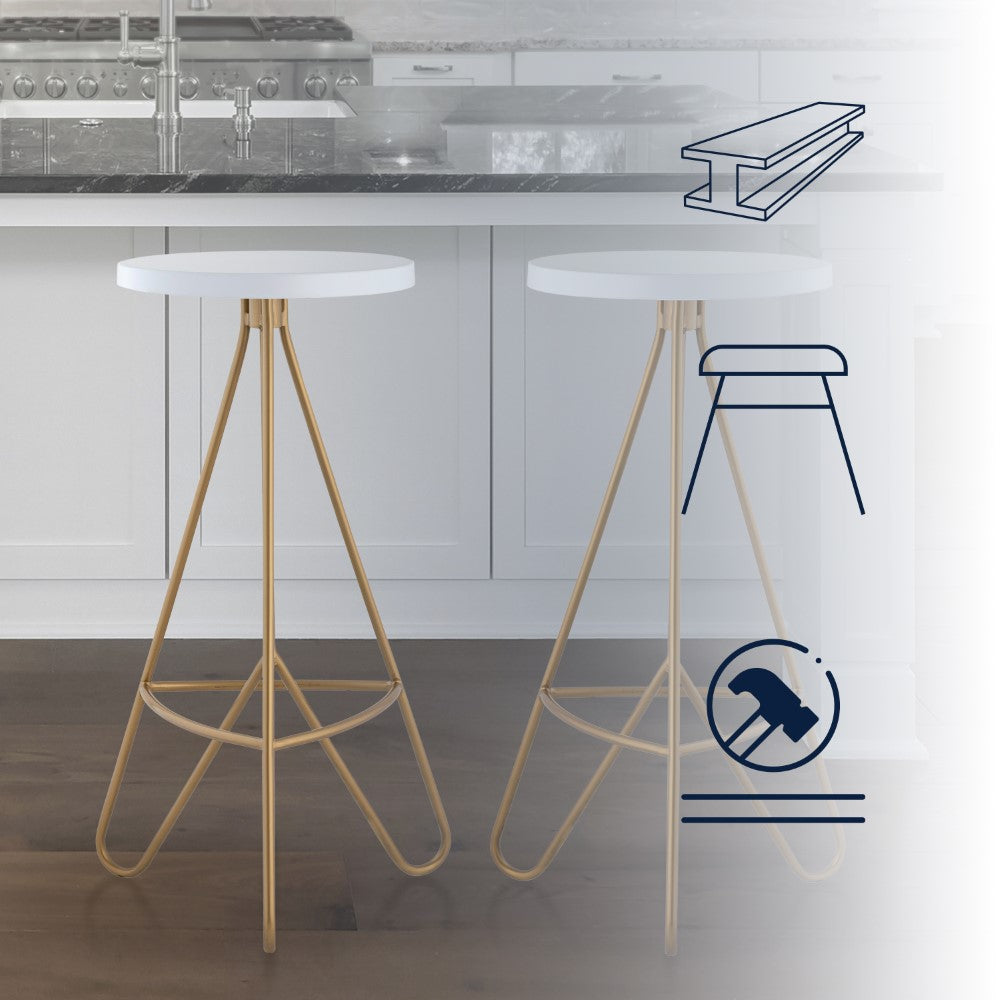 Chantel 30" Modern Industiral Iron Tripod Backless Bar Stool