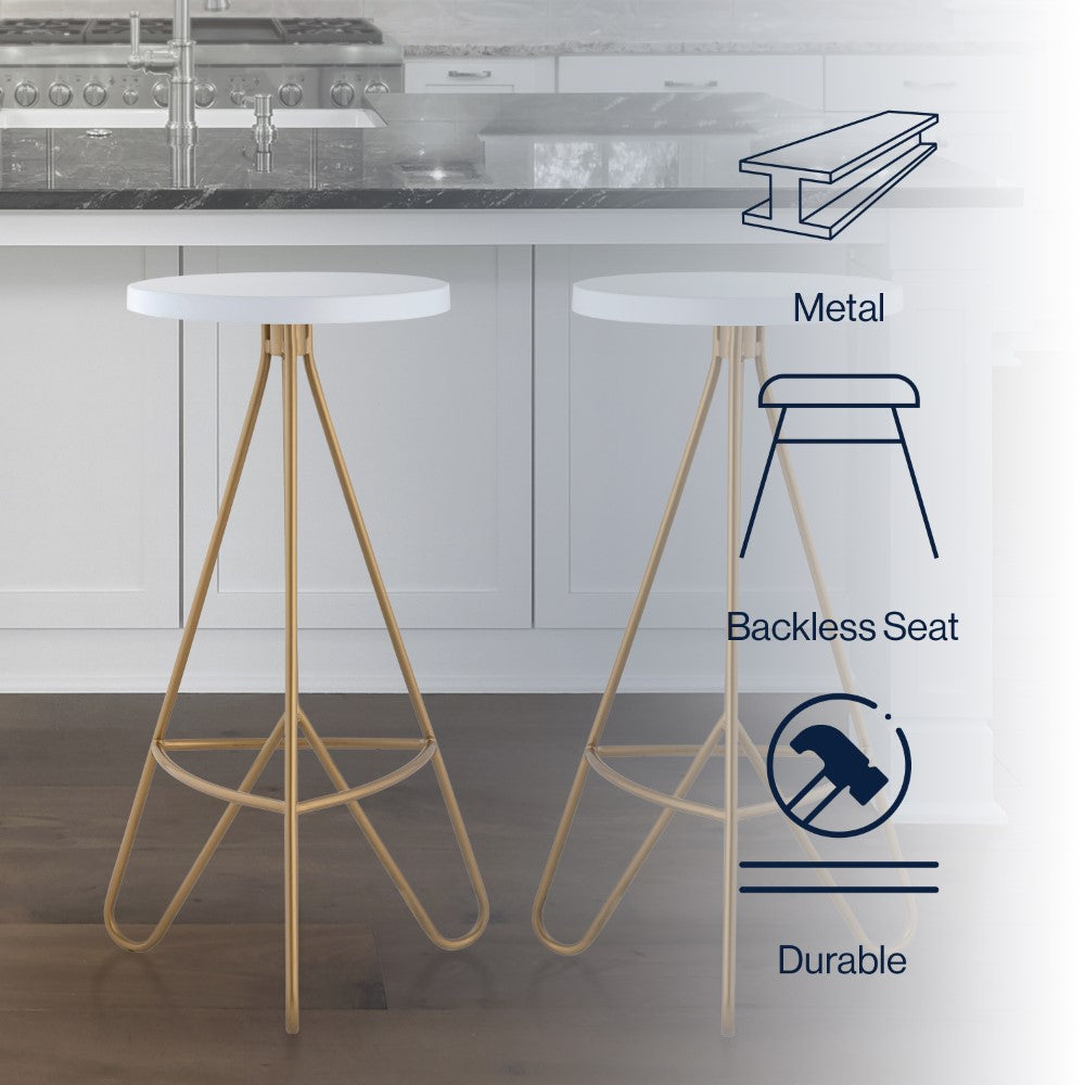 Chantel 30" Modern Industiral Iron Tripod Backless Bar Stool