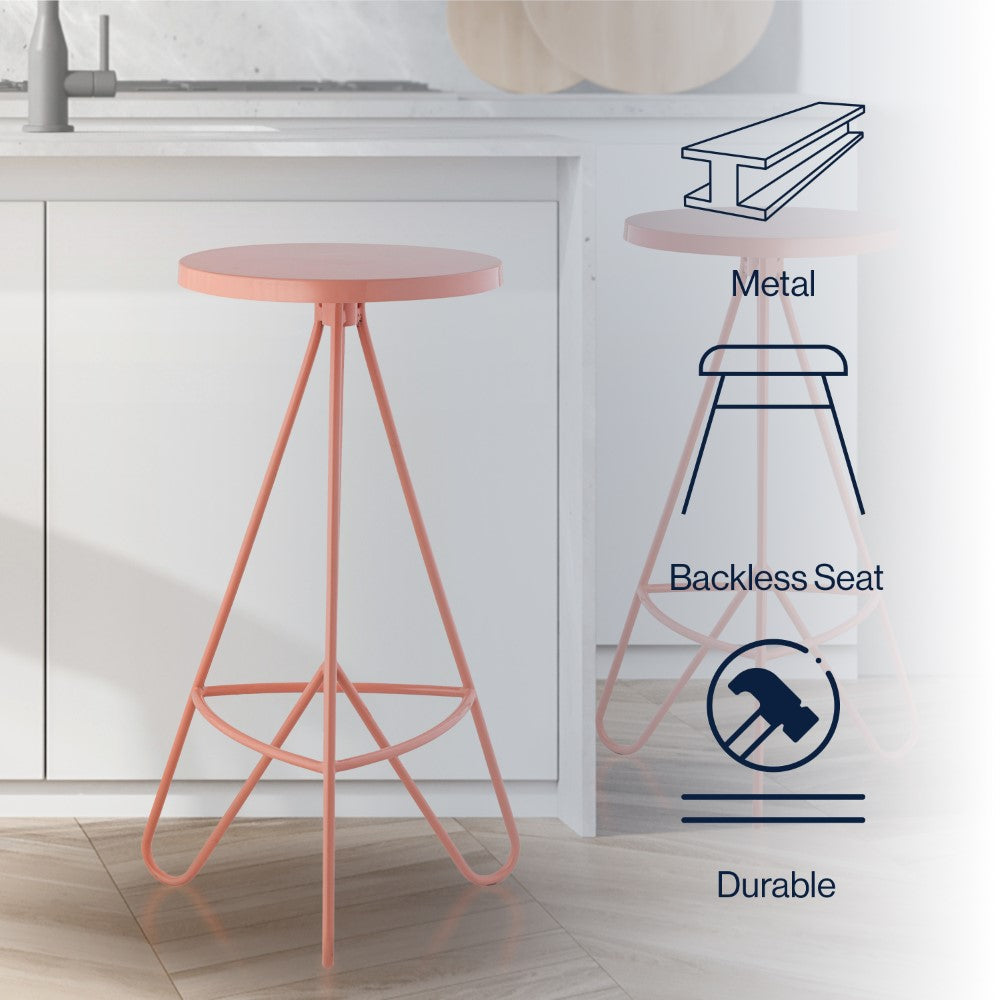 Chantel 30" Modern Industiral Iron Tripod Backless Bar Stool